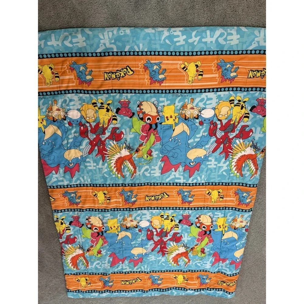 Vintage 1998 Pokemon Bed Comforter Blanket Nintendo Rare Video Game Twin Size